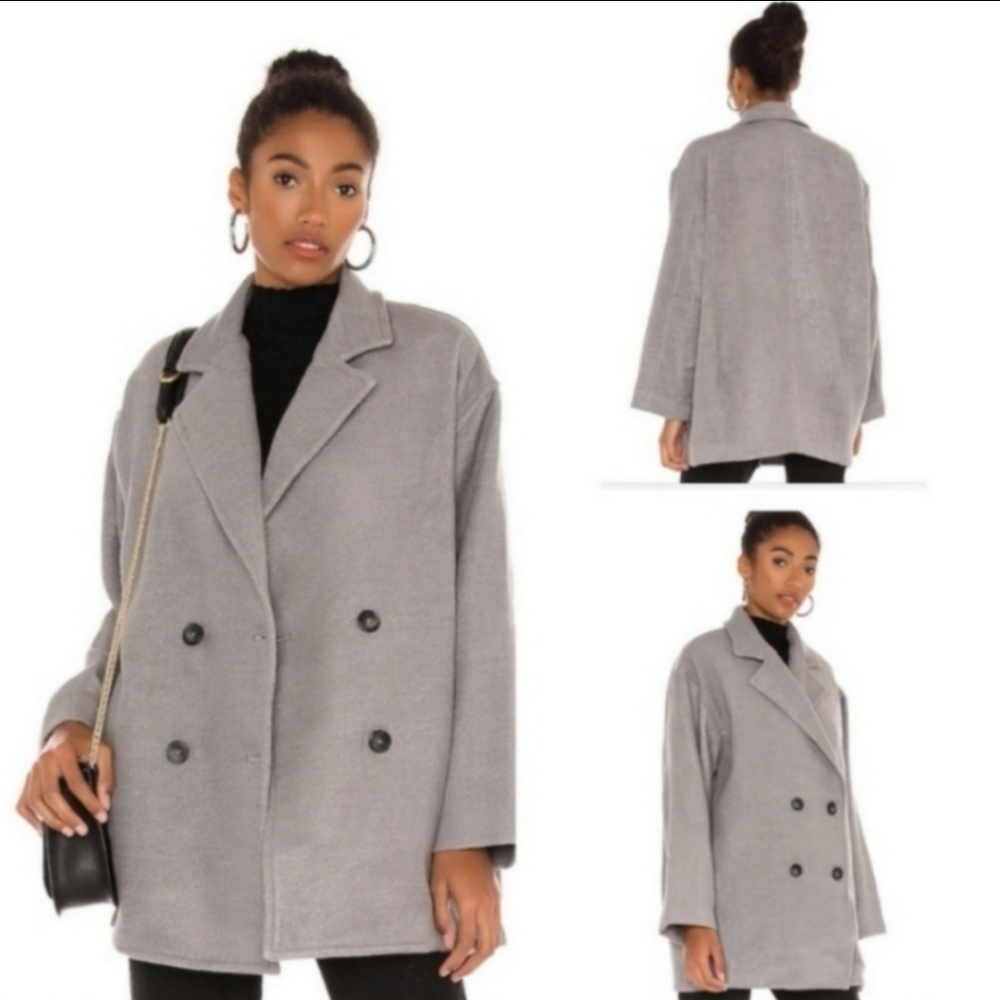 Free People Gray Double Breasted Jacket